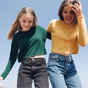 Brandy Melville Cropped Yellow Francesca Sweater